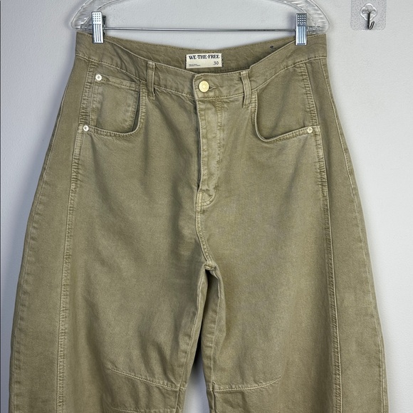 Free People We The Free Good Luck Mid Rise Barrel Jeans Size 30 Cotton Neutral - Picture 4 of 16